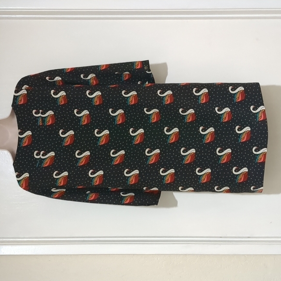 Fossil Silk Shift Brown Dress Swan Polka Dot Size XS - Picture 2 of 12